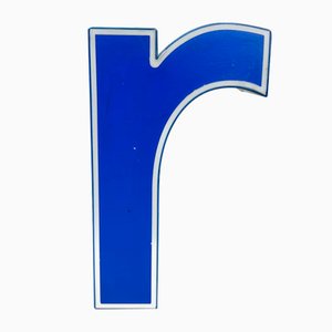 Lettre R Illuminée en Plastique Bleu Vintage, 1970s