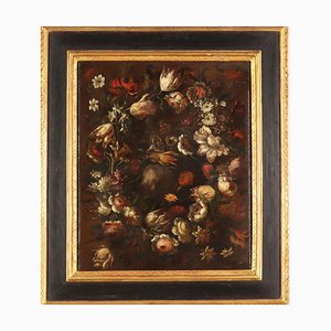 Still Life with Flowers, 18th Century, Oil on Canvas, Framed