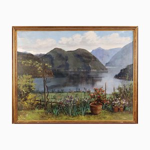 Lake Landscape, Oil on Canvas, Framed