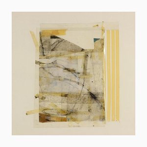 Luca Caccioni, Composition Abstraite, 1991, Technique Mixte sur Papier, Encadré