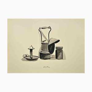 Enotrio Pugliese, Still Life with Objects, Watercolor, 1960s