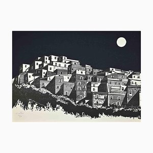 Enotrio Pugliese, Landschaft unter dem Mond, Siebdruck, 1960er