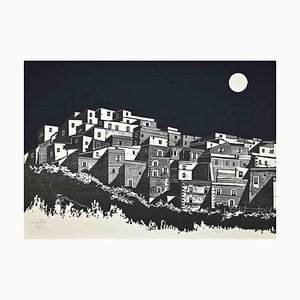 Enotrio Pugliese, Paesaggio sotto la luna, Serigrafia, anni '60