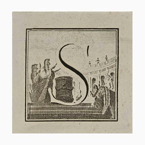 Luigi Vanvitelli, Letter of the Alphabet S, Etching, 18th Century