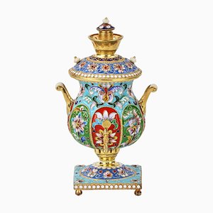 Gilded Samovar in Silver with Painted Enamels