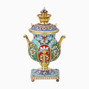 Samovar dorado de plata con esmaltes pintados