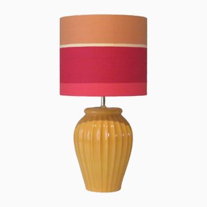 Vintage Ceramic Table Lamp with Handmade Lampshade, France, 1960s