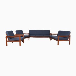 Mid-Century Danish Living Room Sofa and Armchairs by Arne Vodder for Komfort, 1960s, Set of 4