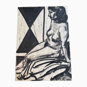 Hubertus Giebe, Desnudo femenino, 1985, Dibujo a tinta original