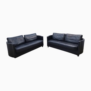Sofa in Black Leather from de Sede, Set of 2