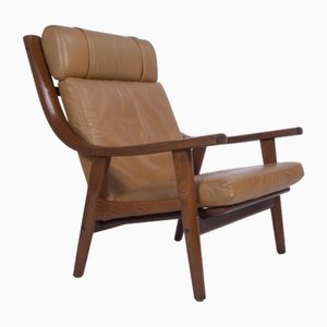 Danish GE530 Chair in Leather and Oak by Hans J. Wegner for Getama, 1970s