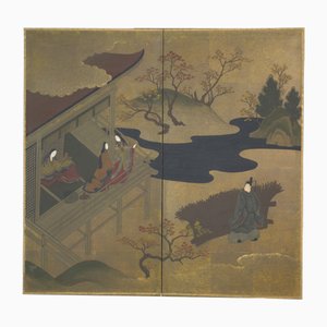 18th Century Japanese Tosa School Two Fold Screen