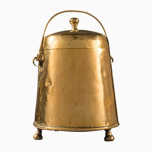 Antique English Brass Coal Bucket, 1820s