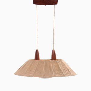 Teak and Sissal Hanging Lamp from Temde, 1960s