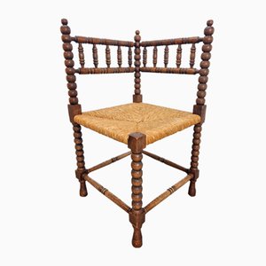 Mid-Century Bobbin Oak Corner Chair, 1950s