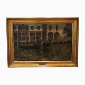 Carlo Brancaccio, Venecia, óleo sobre lienzo, década de 1890, enmarcado