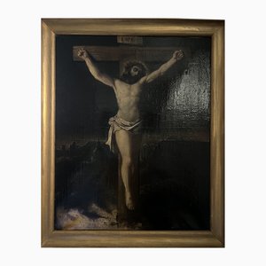 Crucifixion du Christ, années 1700-1800, huile sur toile, encadrée
