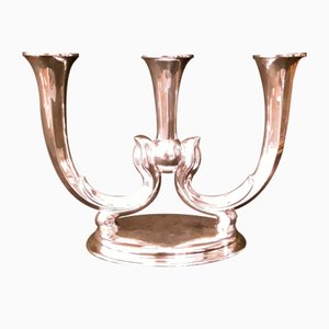 German 3-Arm Candleholder in Silver-Plated Metal from WMF, 1930s