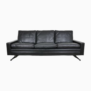 Black Leather Sofa, Germany, 1960s