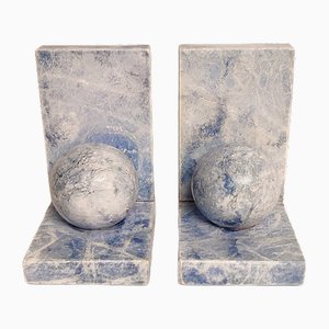 Blue Marble Bookends, Spain, 1940s, Set of 2