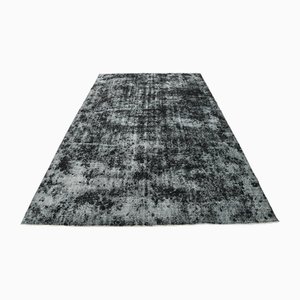 Großer Vintage Teppich aus Wolle in Schwarz und Grau