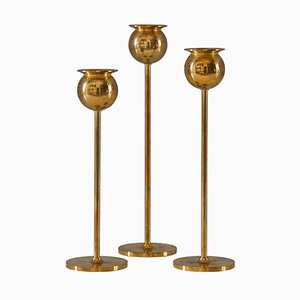 Swedish Brass Candleholders by Pierre Forsell for Skultuna, 1960s, Set of 3