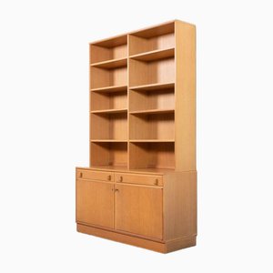 Swedish 2-Piece Oak Veneer Bookshelf with Cabinet, 1970s