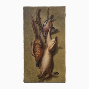 Albert Vivet, Natura morta di caccia, Olio su tela, 1904
