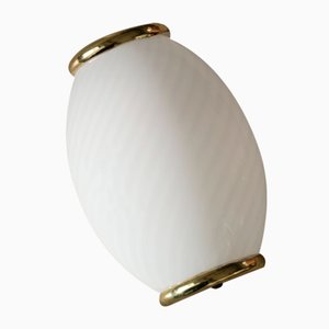 White Swirl Murano Glass Ceiling Lamp, 1970s