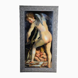 F. Mazzola alias Parmigianino, Amor tallado arco, óleo sobre lienzo