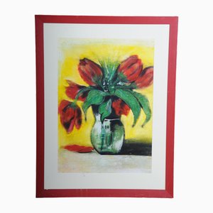 Ugur, Tulips Still Life, Pastel on Paper, 1999, Framed