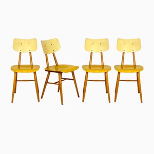 Vintage Wooden Dining Chairs from Ton, 1960s, Set of 4