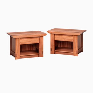 Mid-Century French Elm Bedside Tables from Maison Regain, 1970s, Set of 2