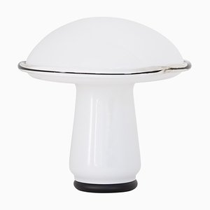 Lampe de Bureau Mushroom Vintage en Verre de Murano Blanc, Italie