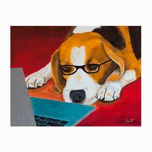 Ernest Carneado Ferreri, Beagle con gafas, 2000er, Acrylmalerei