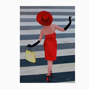 Ernest Carneado Ferreri, Mujer de compras, 2000er, Acrylmalerei