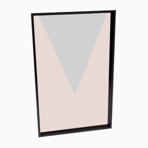 Vintage Rectangular Geometrical Black Framed Mirror, 1983