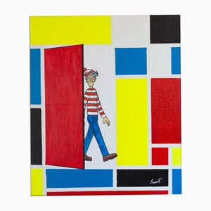 Ernest Carneado Ferreri, Wally en un cuadro estilo Mondrian, 2000, Peinture Acrylique