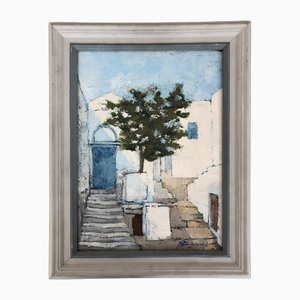 Jean-Jacques Boimond, Escalier à Tinos, Grèce, Oil on Canvas, Framed