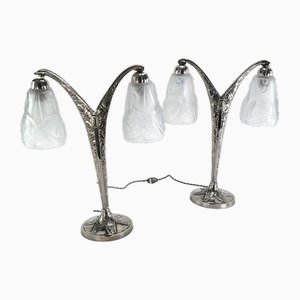 Art Deco Degué Table Lamps from Verrerie Dart Degué, 1920s, Set of 2