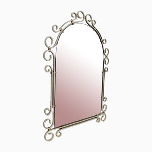 Specchio vintage sfaccettato con cornice in alluminio, anni '50
