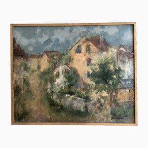 Jean-Jacques Boimond, Village de Beton-Bazoche, Oil on Canvas, Framed