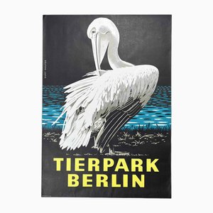 Póster Tierpark Berlin Pelican vintage de Kurt Walter, 1978