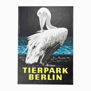 Vintage Tierpark Berlin Pelican Poster by Kurt Walter, 1978