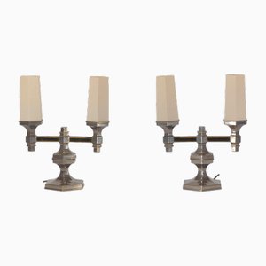 Candelabra Table Lamps in Chromed Metal by Johannes Nagel, 1970s, Set of 2