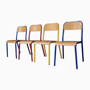 Industrial Colored Dining Chairs, 1980s, Set of 4