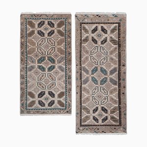 Vintage Turkish Matching Runner Rugs in Muted Colors, Set of 2