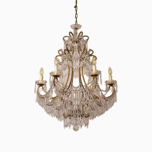 Maria Teresa Chandelier with 6 Lights in Gilt Iron and Pendant Drops, 1950s