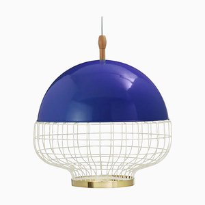 Lampe à Suspension Magnolia I Cobalt avec Anneau en Laiton par Dooq