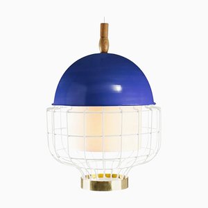 Cobalt Magnolia III Suspension Lamp with Brass Ring by Dooq